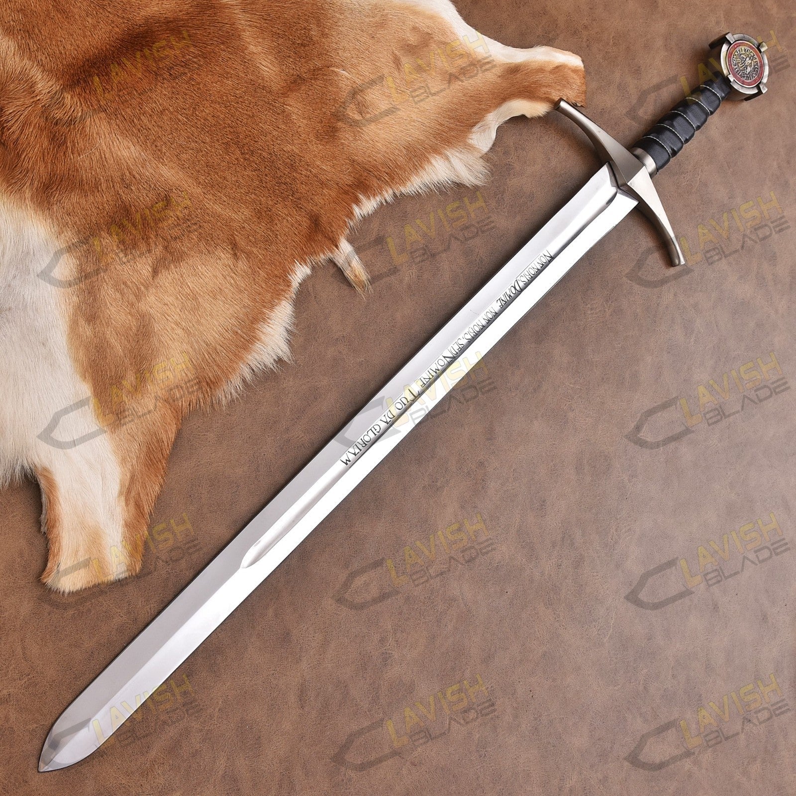 Knights Templar Crusader Sword Replica 38 Inch with Leather Scabbard - Lavish Blade