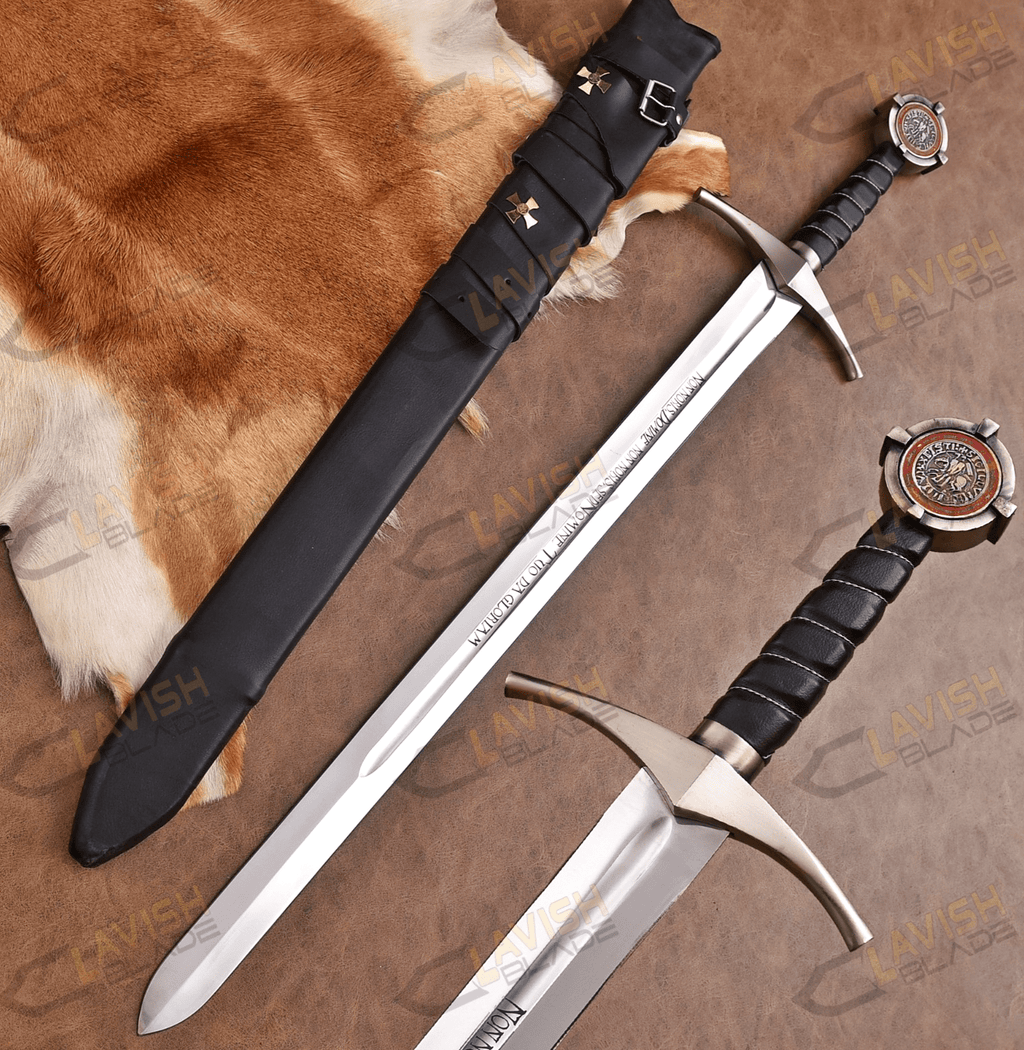 Knights Templar Crusader Sword Replica 38 Inch with Leather Scabbard - Lavish Blade