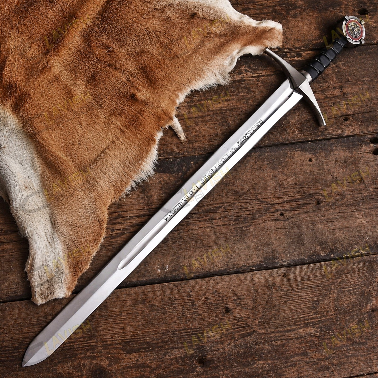 Knights Templar Crusader Sword Replica 38 Inch with Leather Scabbard - Lavish Blade