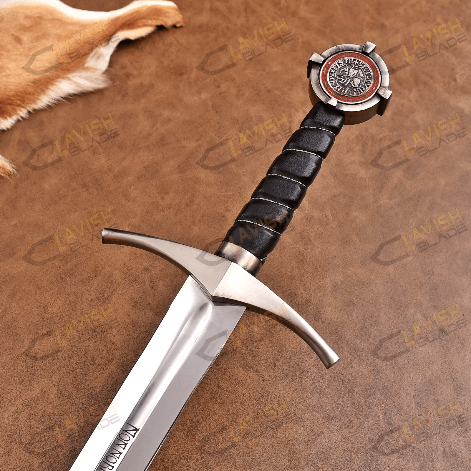 Knights Templar Crusader Sword Replica 38 Inch with Leather Scabbard - Lavish Blade