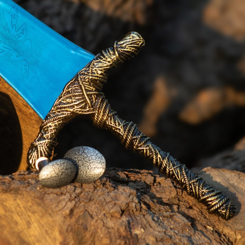 Moonlit Greatsword Replica 39 Inch Blue Fantasy Sword with Wall Mount