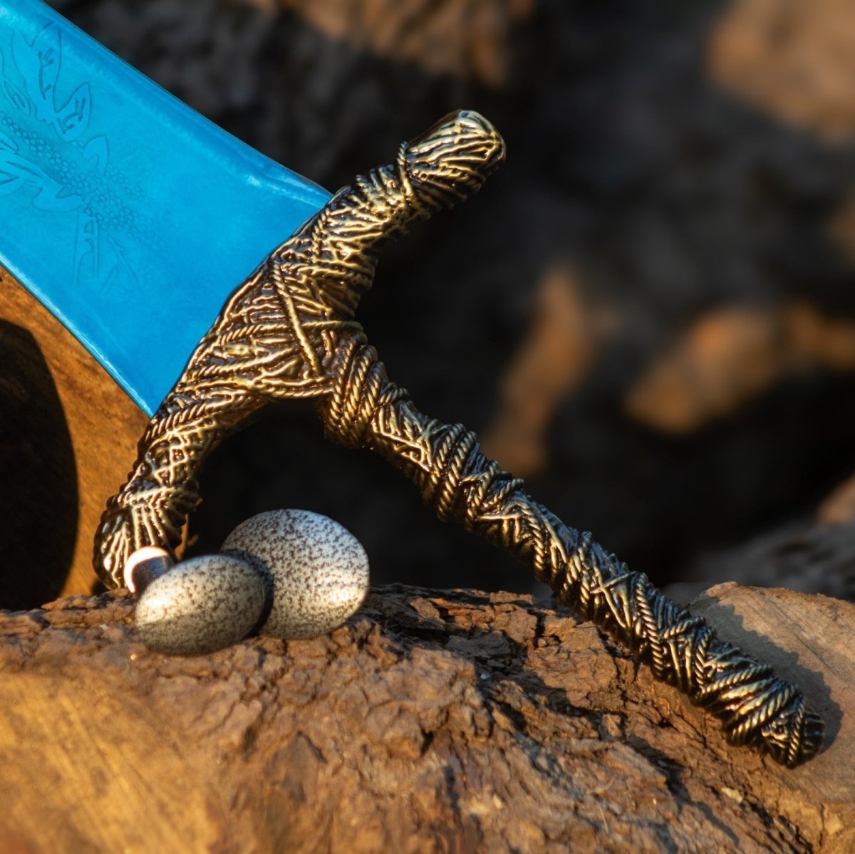 Moonlit Greatsword Replica 39 Inch Blue Fantasy Sword with Wall Mount
