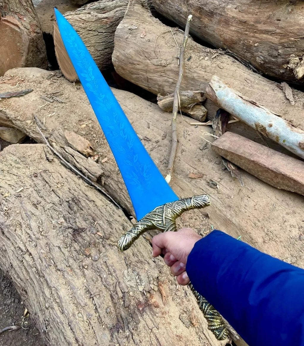 Moonlit Greatsword Replica 39 Inch Blue Fantasy Sword with Wall Mount