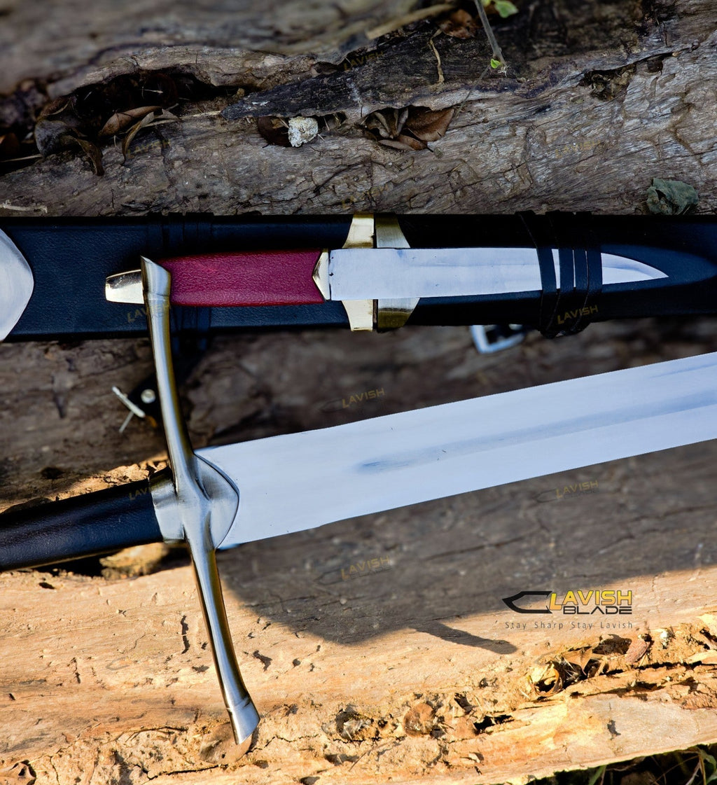 Ranger's Black Longsword Replica 44 Inch with Hidden Companion Knife - Lavish Blade