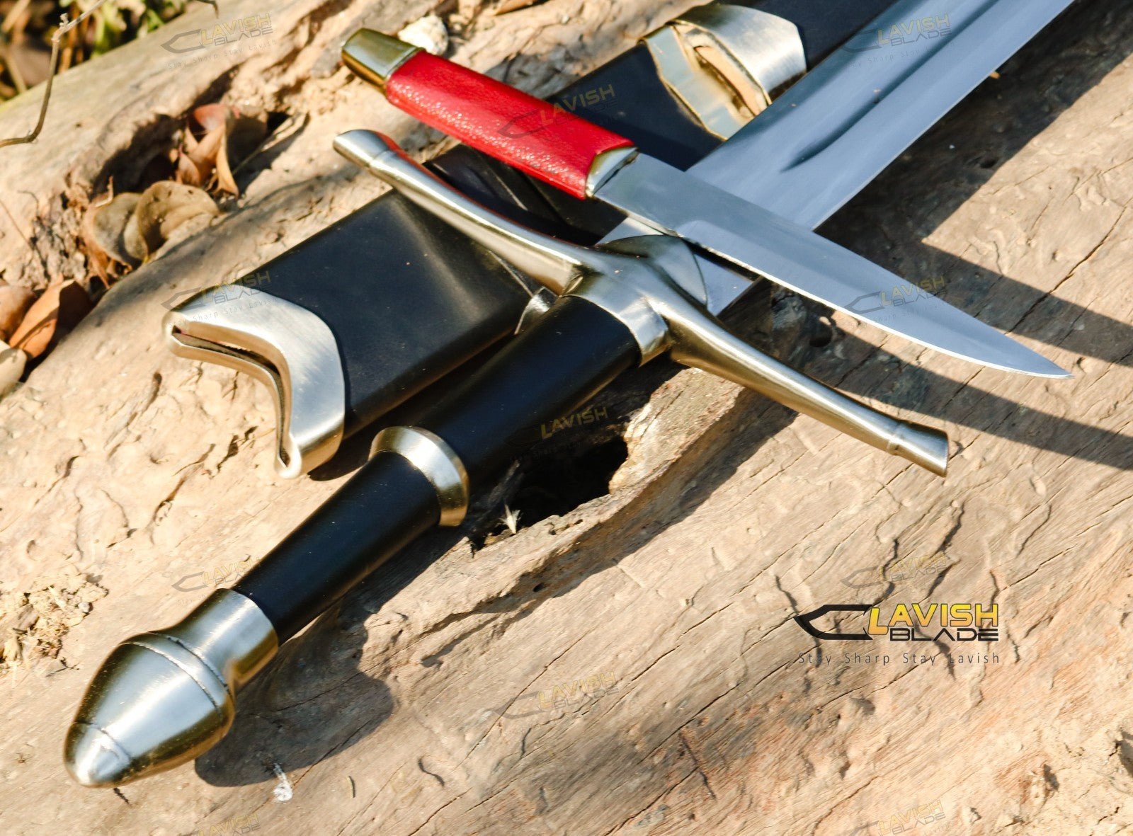 Ranger's Black Longsword Replica 44 Inch with Hidden Companion Knife - Lavish Blade