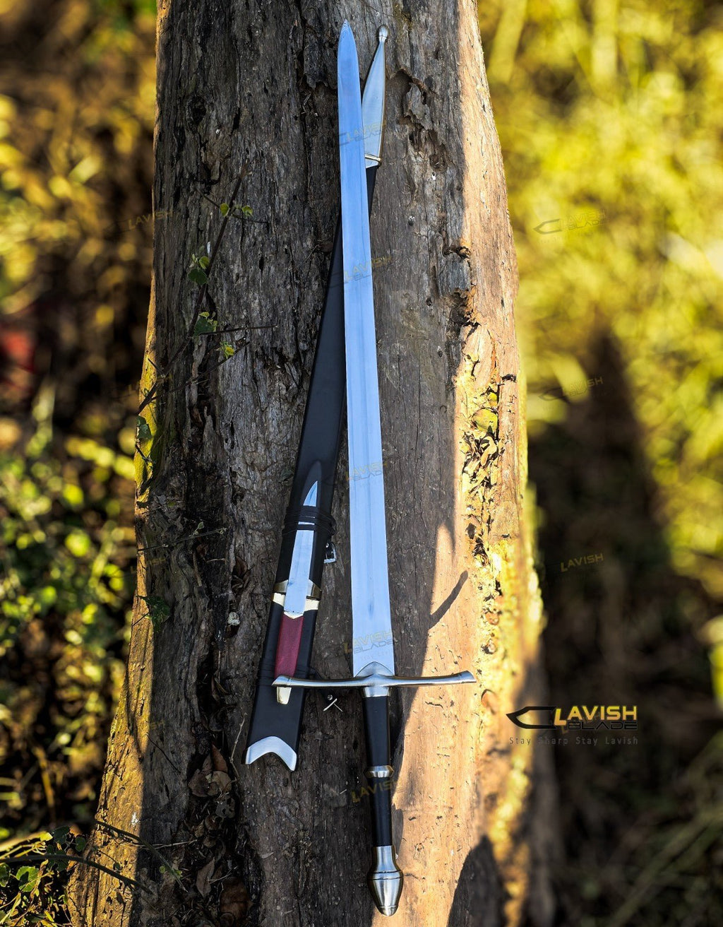 Ranger's Black Longsword Replica 44 Inch with Hidden Companion Knife - Lavish Blade