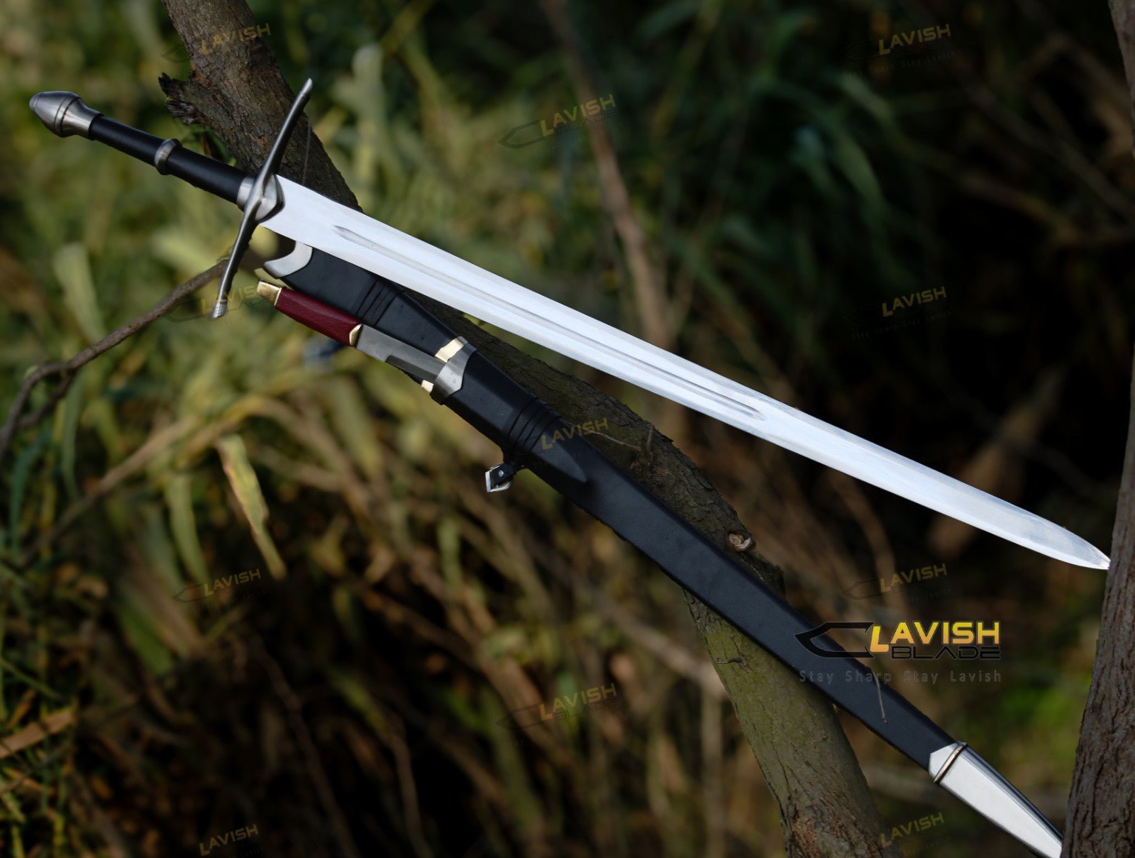 Ranger's Black Longsword Replica 44 Inch with Hidden Companion Knife - Lavish Blade