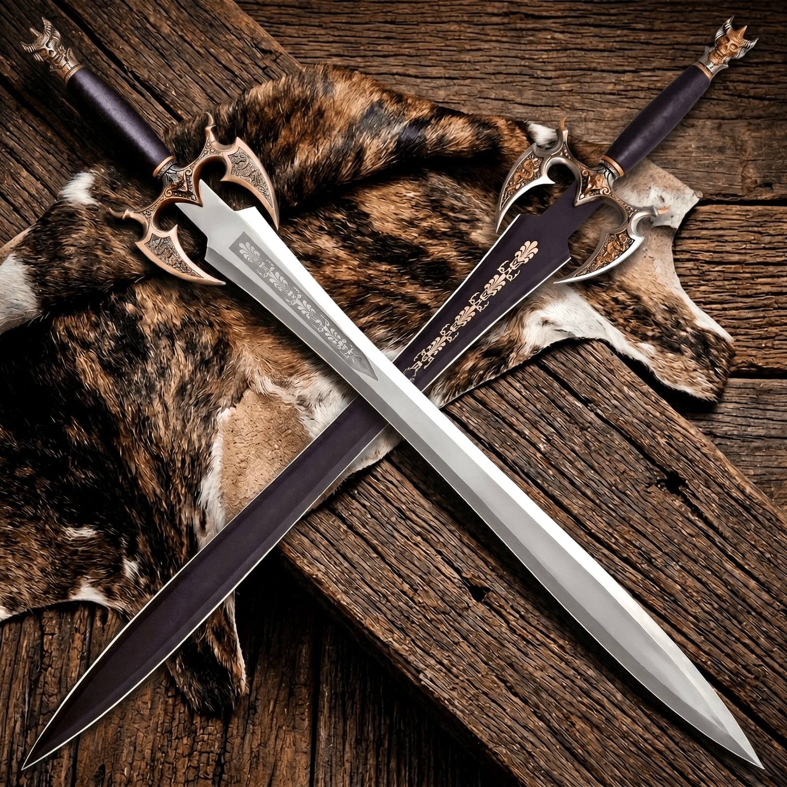 Sword of Darkness Replica 37 Inch Stainless Steel with Wall Plaque - Lavish Blade