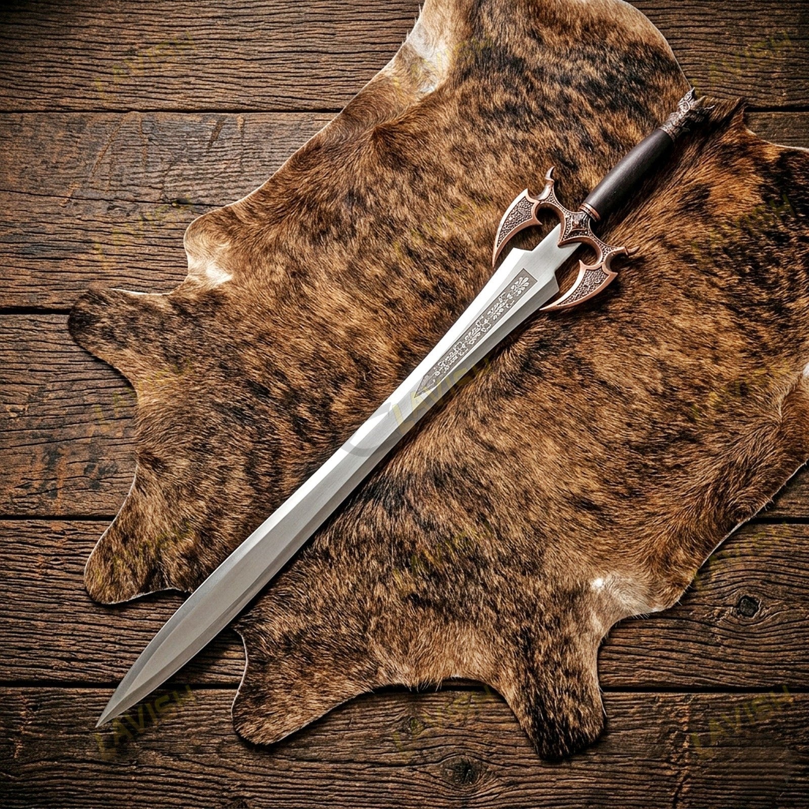 Sword of Darkness Replica 37 Inch Stainless Steel with Wall Plaque - Lavish Blade