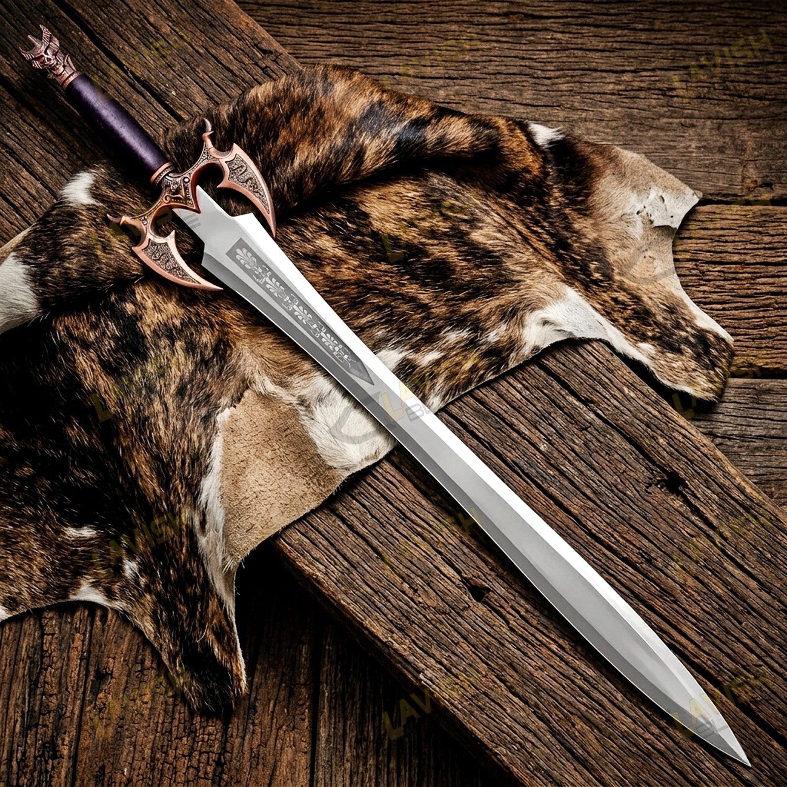 Sword of Darkness Replica 37 Inch Stainless Steel with Wall Plaque - Lavish Blade