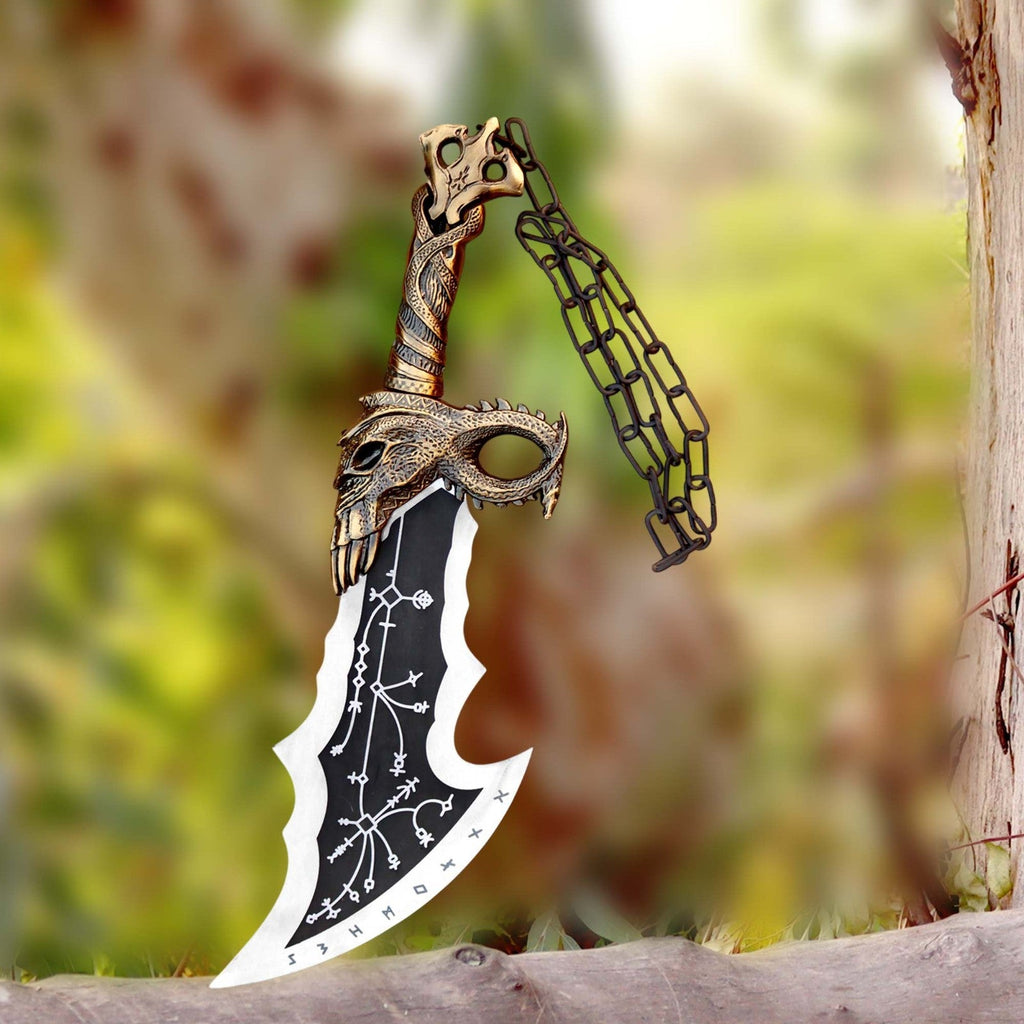 Twin Chained Warrior Blades Set with Wall Display Plaque - Lavish Blade