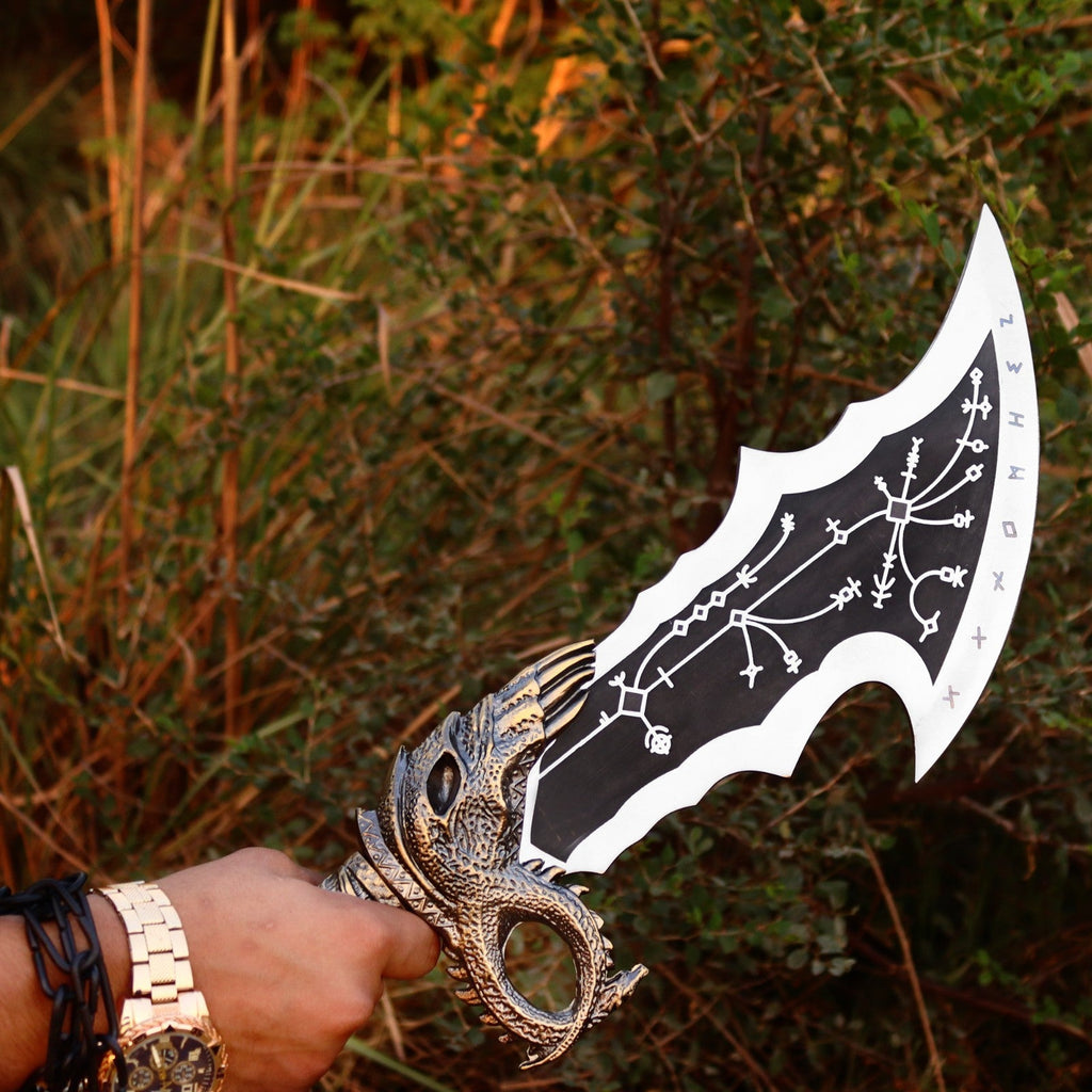 Twin Chained Warrior Blades Set with Wall Display Plaque - Lavish Blade