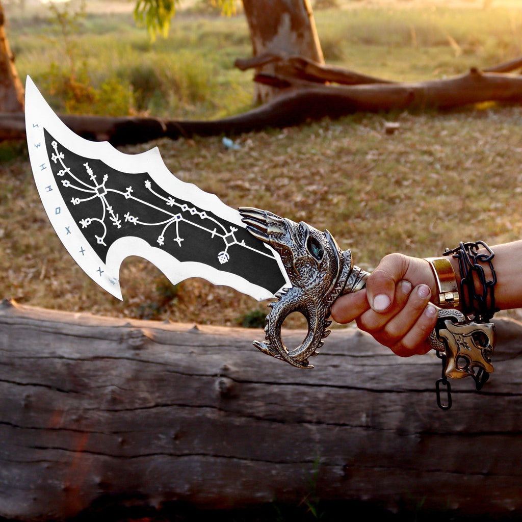 Twin Chained Warrior Blades Set with Wall Display Plaque - Lavish Blade