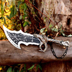 Twin Chained Warrior Blades Set with Wall Display Plaque - Lavish Blade