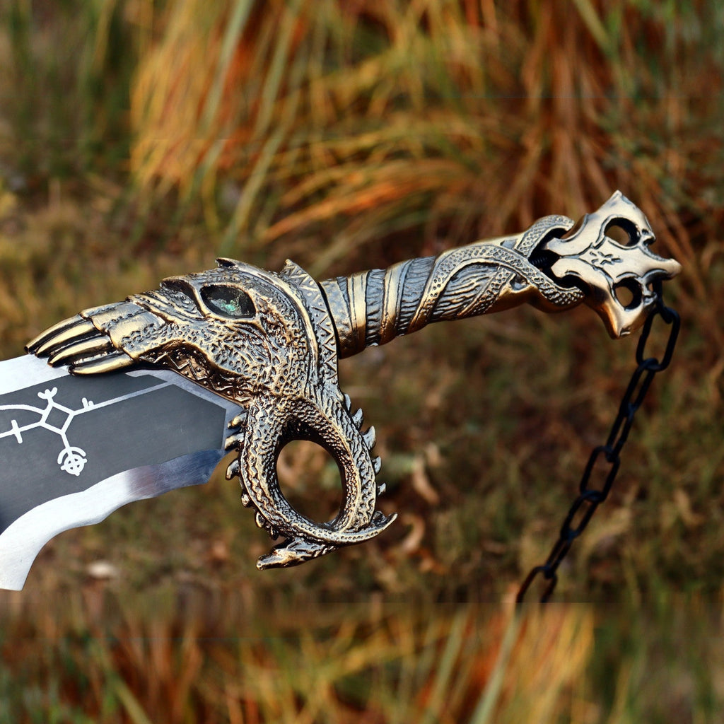 Twin Chained Warrior Blades Set with Wall Display Plaque - Lavish Blade