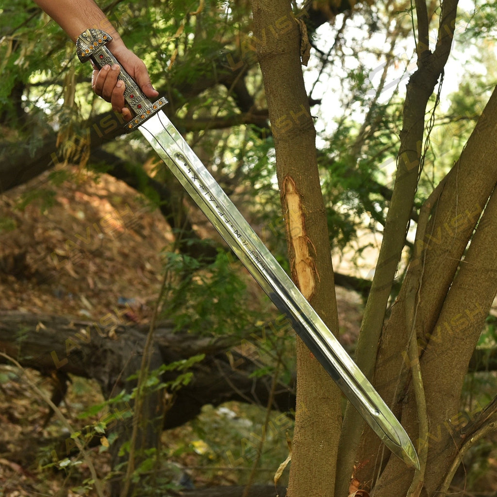 Viking Sword of Kings Replica 40 Inch with Wall Plaque and Leather Sheath - Lavish Blade