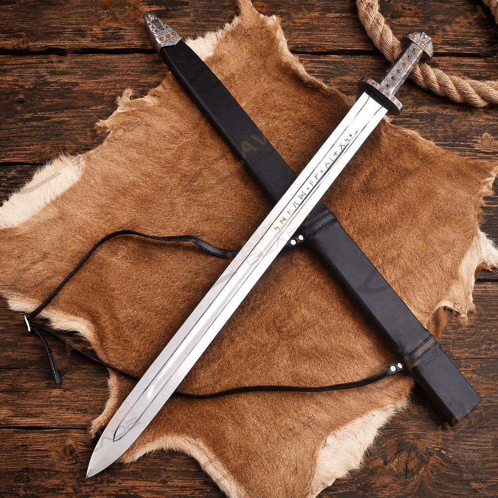 Viking Sword of Kings Replica 40 Inch with Wall Plaque and Leather Sheath - Lavish Blade