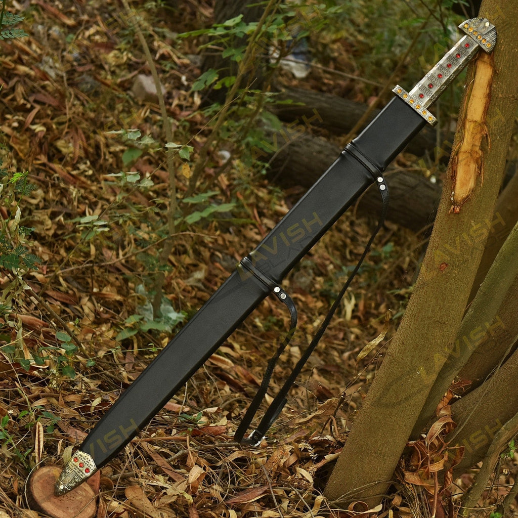 Viking Sword of Kings Replica 40 Inch with Wall Plaque and Leather Sheath - Lavish Blade