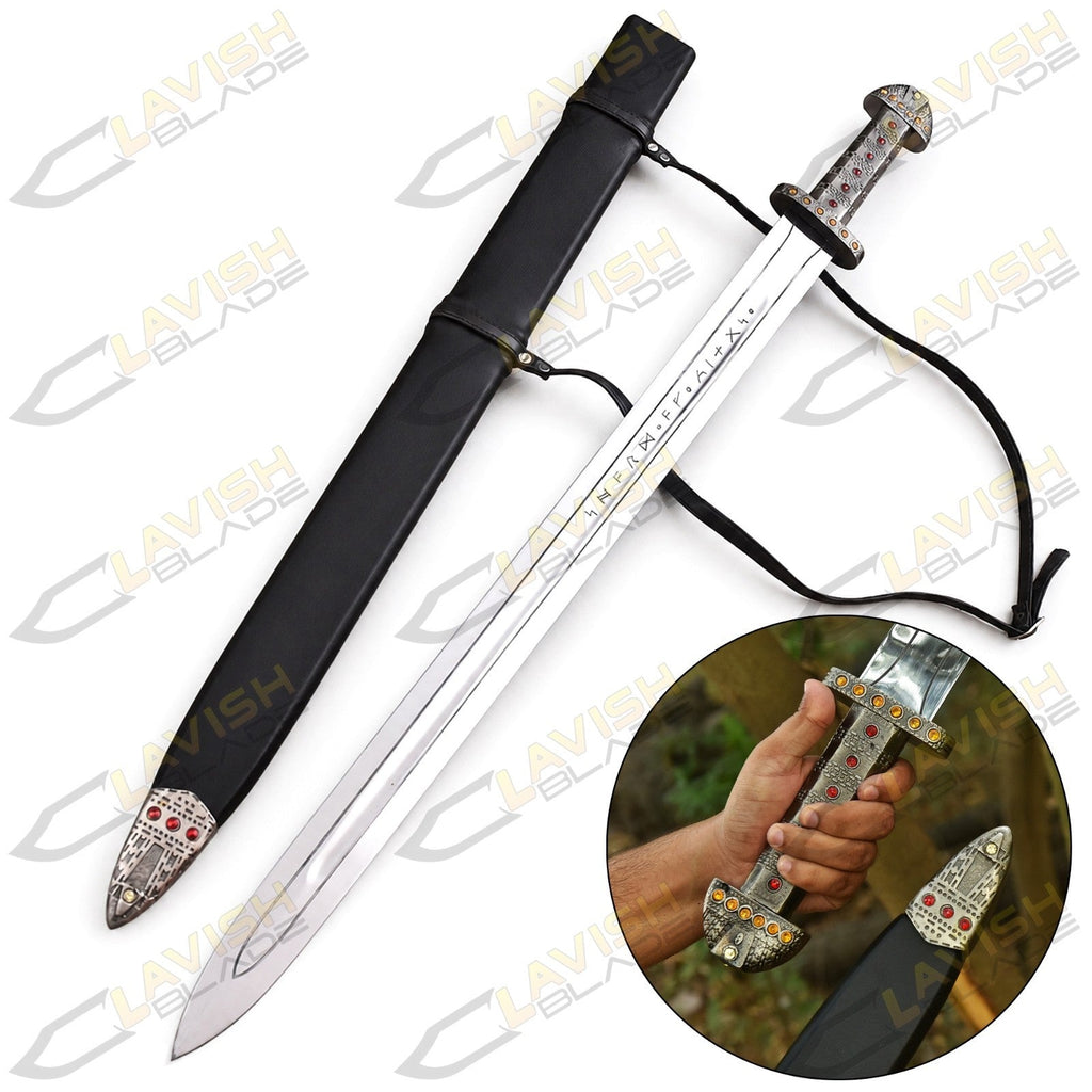 Viking Sword of Kings Replica 40 Inch with Wall Plaque and Leather Sheath - Lavish Blade