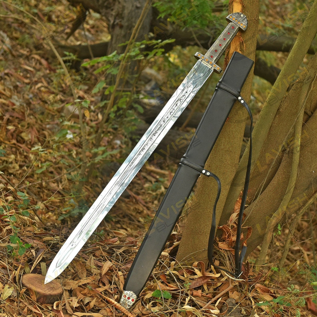 Viking Sword of Kings Replica 40 Inch with Wall Plaque and Leather Sheath - Lavish Blade