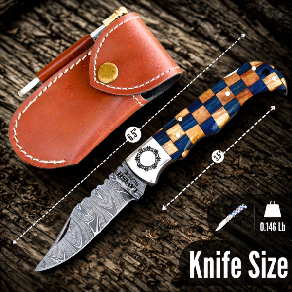 Unique Custom Handmade Pocket Knife – Damascus Folding Knife - Image 2