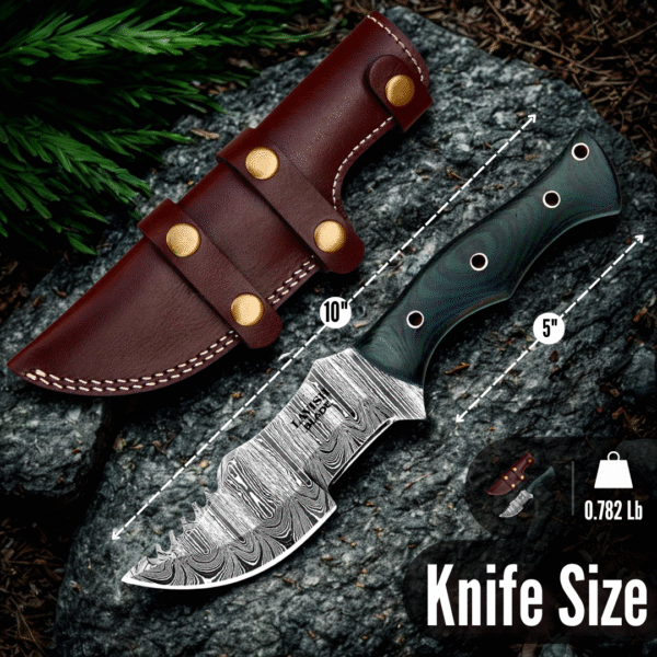 Custom Handmade Damascus Steel Hunting Tracker Knife - Image 2