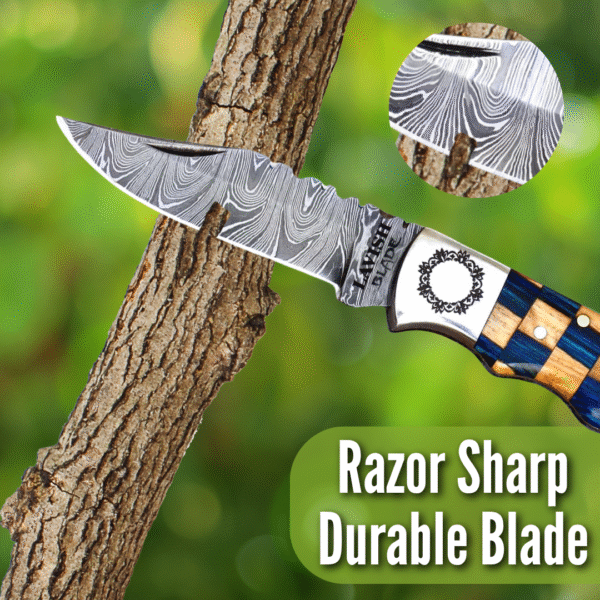Unique Custom Handmade Pocket Knife – Damascus Folding Knife - Image 3