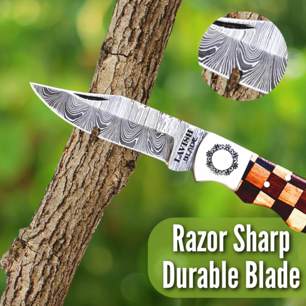 Unique Custom Handmade Pocket Knife – Damascus Folding Knife - Image 4