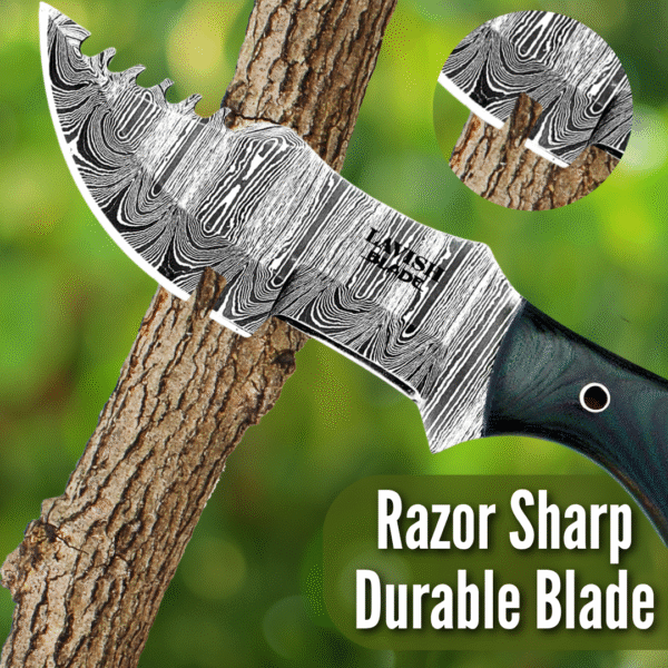 Custom Handmade Damascus Steel Hunting Tracker Knife - Image 3