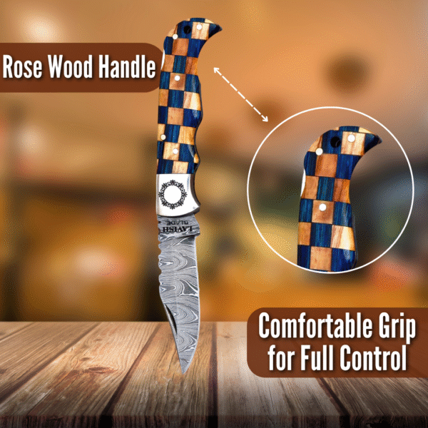 Unique Custom Handmade Pocket Knife – Damascus Folding Knife - Image 6