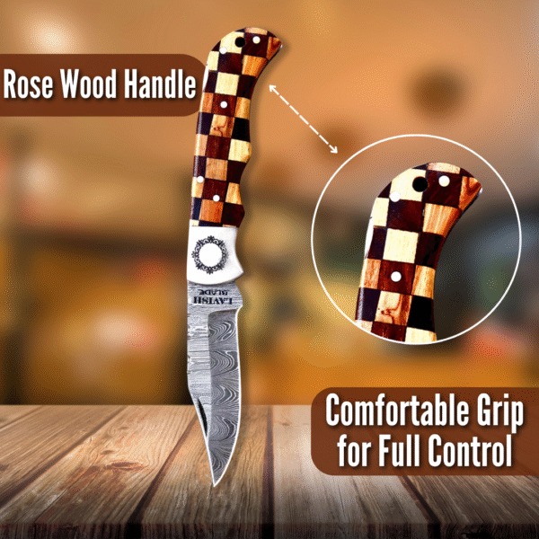 Unique Custom Handmade Pocket Knife – Damascus Folding Knife - Image 5