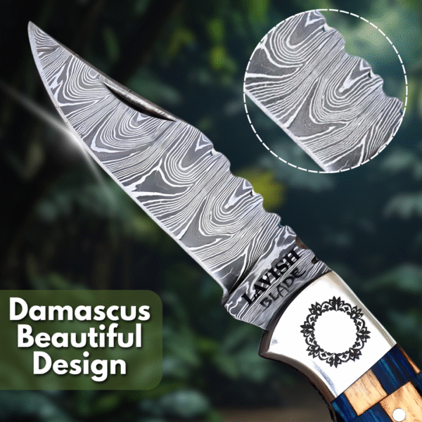 Unique Custom Handmade Pocket Knife – Damascus Folding Knife - Image 5