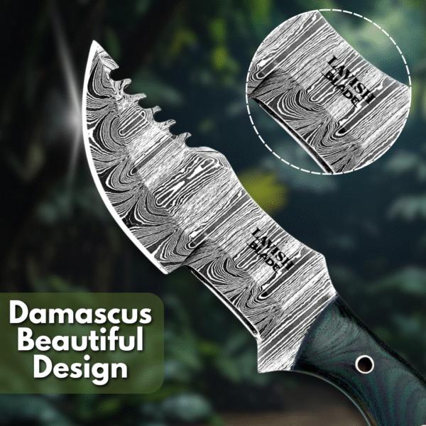 Custom Handmade Damascus Steel Hunting Tracker Knife - Image 5