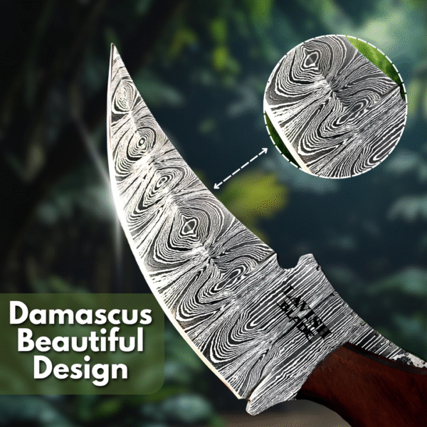 Custom Handmade - Damascus Steel Karambit Hunting Knife - Leather Sheath - Image 4