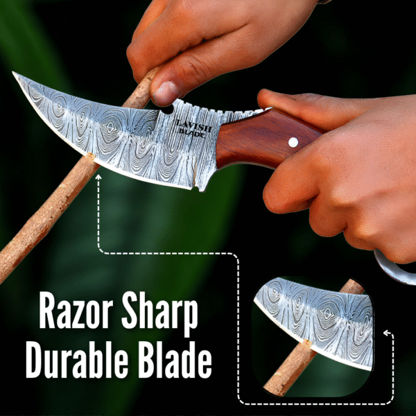 Custom Handmade - Damascus Steel Karambit Hunting Knife - Leather Sheath - Image 3