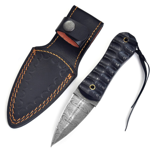 Handmade Damascus Athame Knife Black Wooden Handle