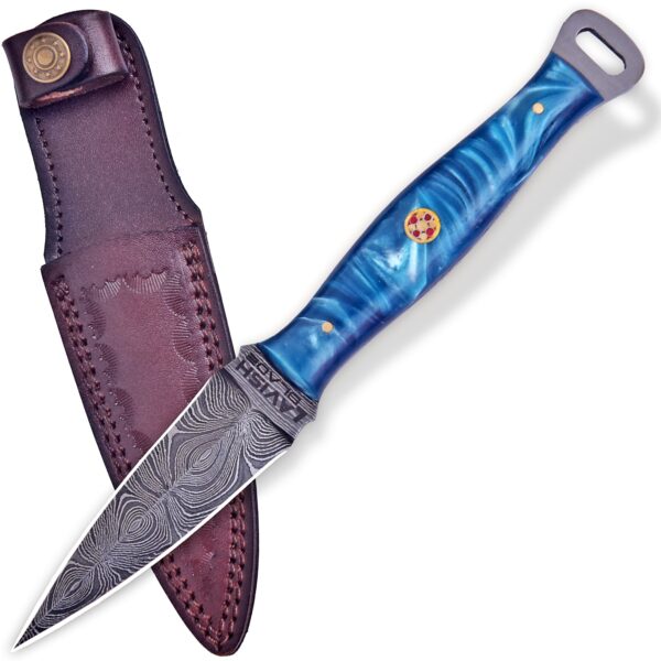 Handmade Damascus Utility athame Knife Resin Handle