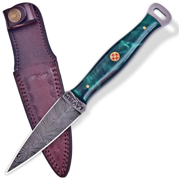 Handmade Damascus Utility athame Knife Resin Handle